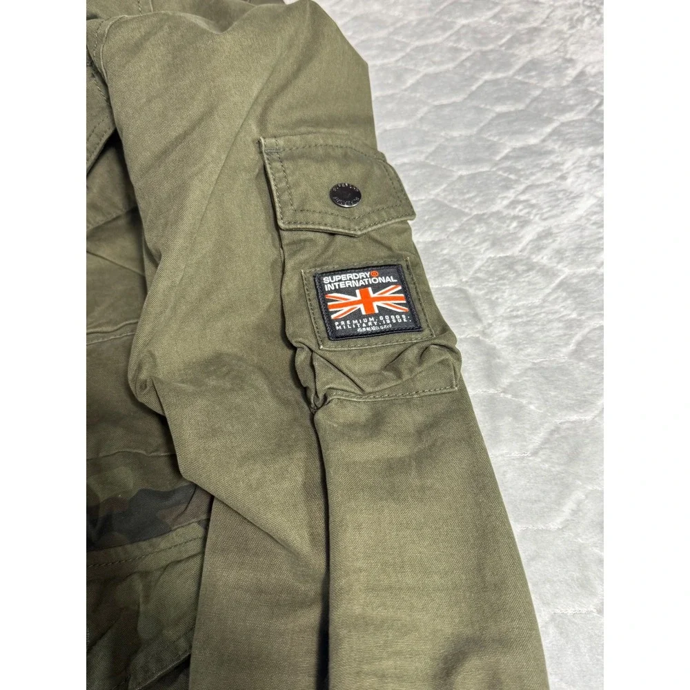 Superdry Rookie Edition Mens Camo Military Field Jacket Green Orange Hooded M